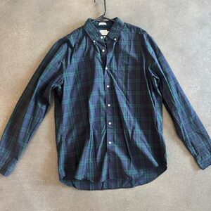 NWT men’s  j.Crew blue and green plaid button down shirt size L
